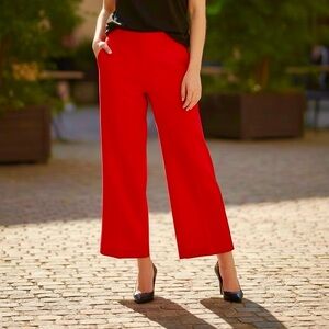 Alice + Olivia Cropped Back Zip Colette Pants Red Size 6